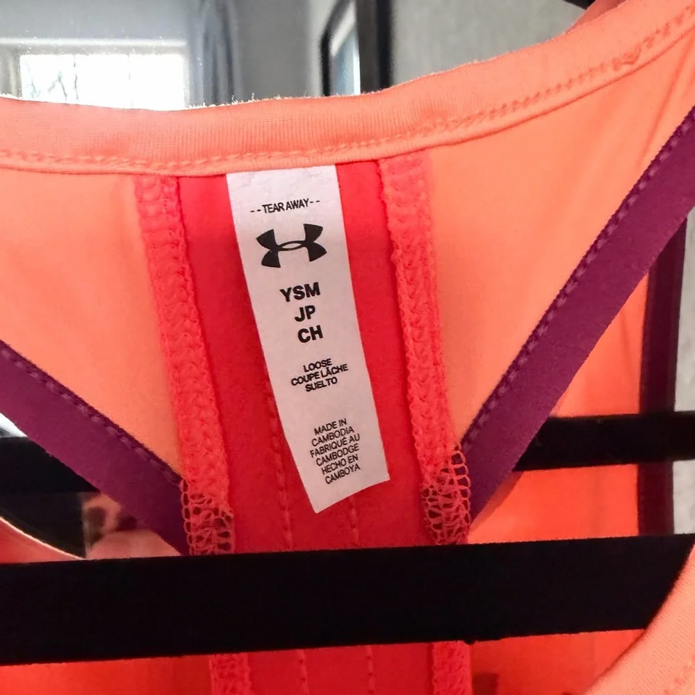 Girls Under Armour Orange Tank & Short Set - Picture 2 of 7